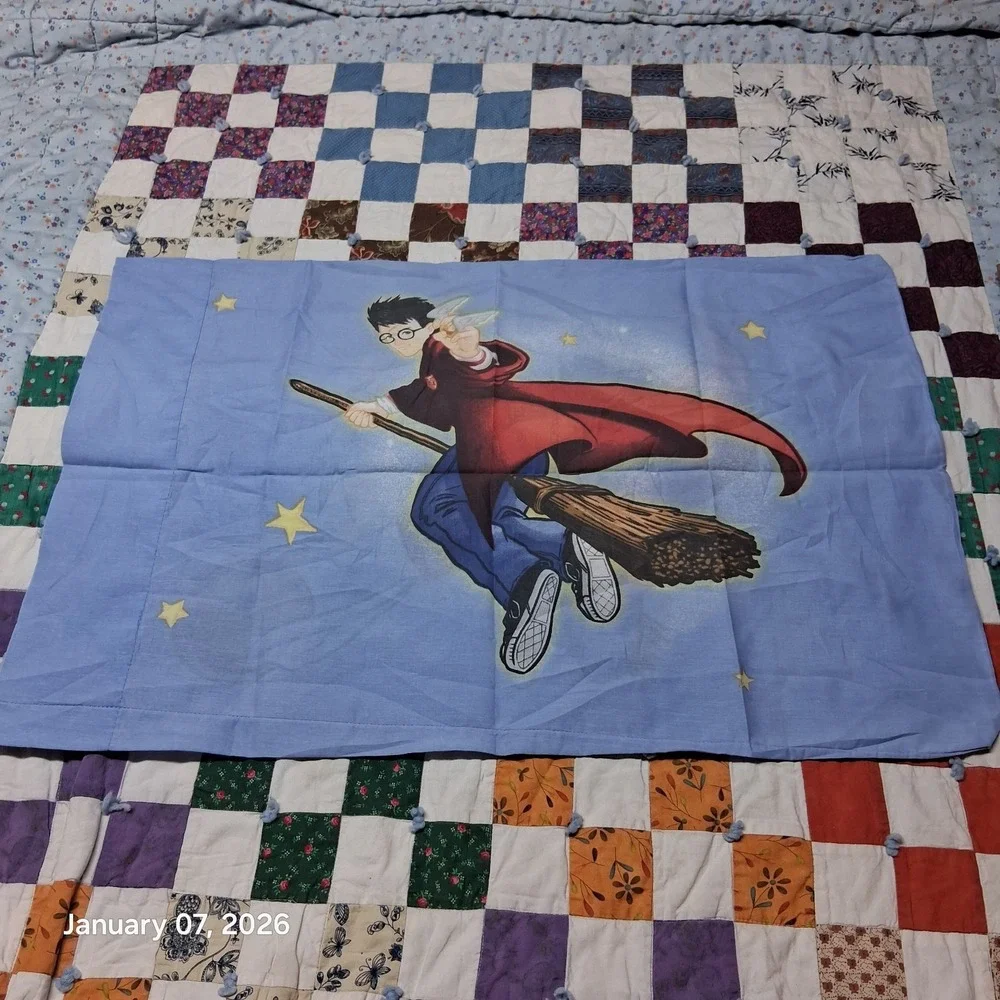 Vintage Harry Potter and The‎ Golden Snitch Quidditch Pillow Case Book Series